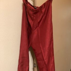 Vintage Red polyester satin look pants in EUC